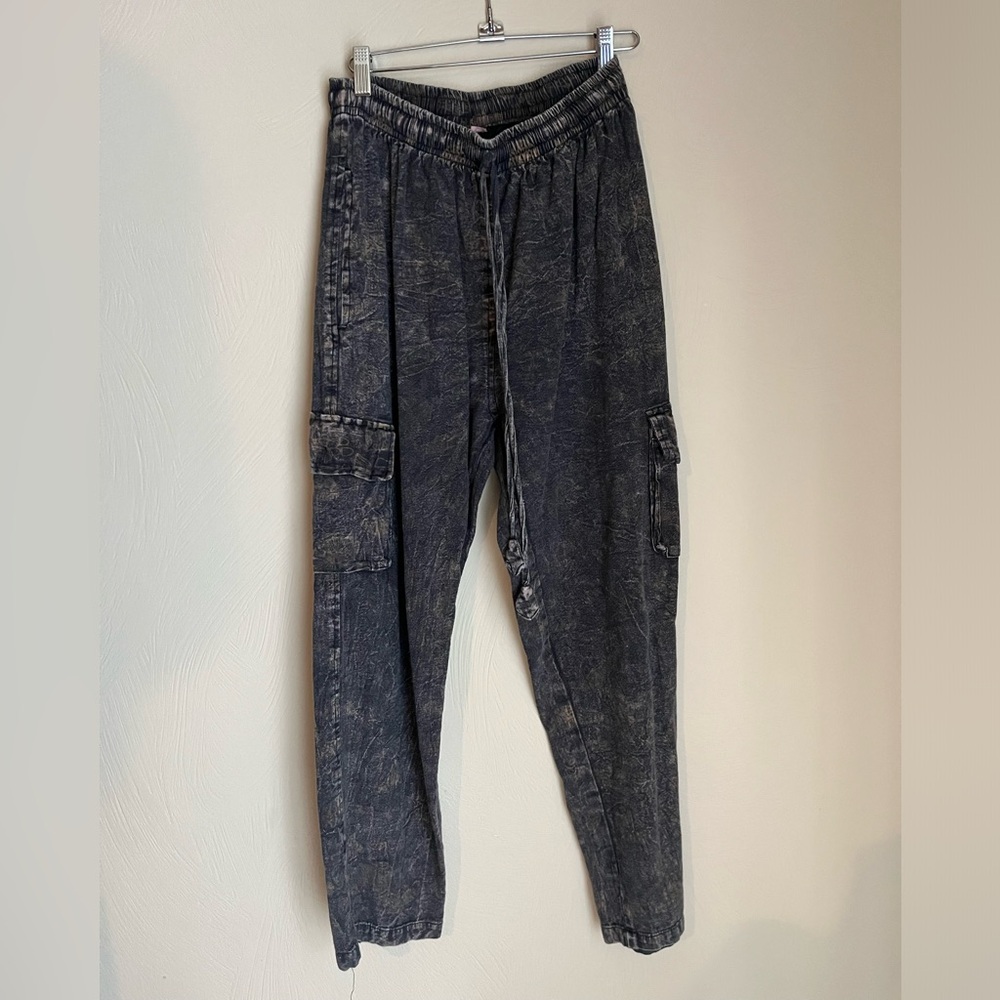 Boho pants Black acid wash Cargo Jeans